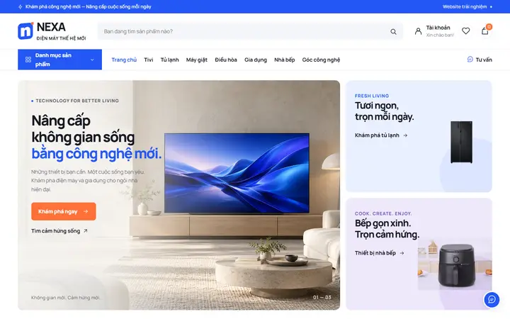 Giao diện mẫu website NEXA – ngành Điện máy