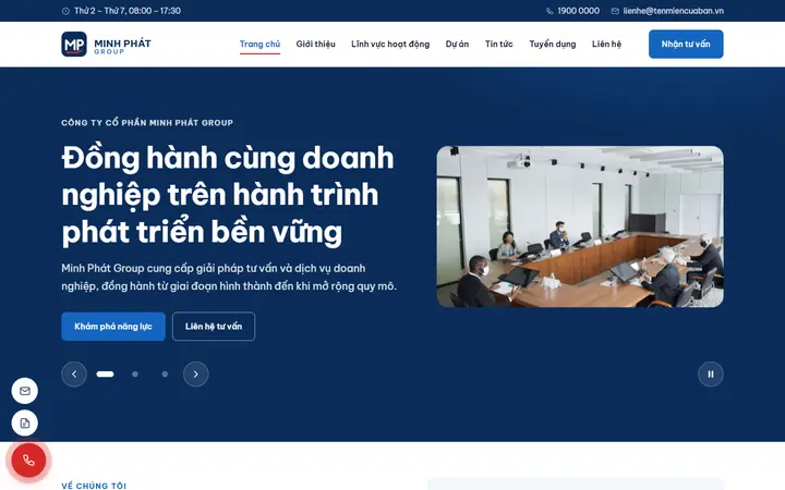 Giao diện mẫu website Minh Phát Group – ngành Doanh nghiệp