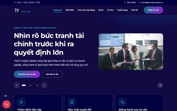 Giao diện mẫu website Thịnh Vượng Capital – ngành Doanh nghiệp