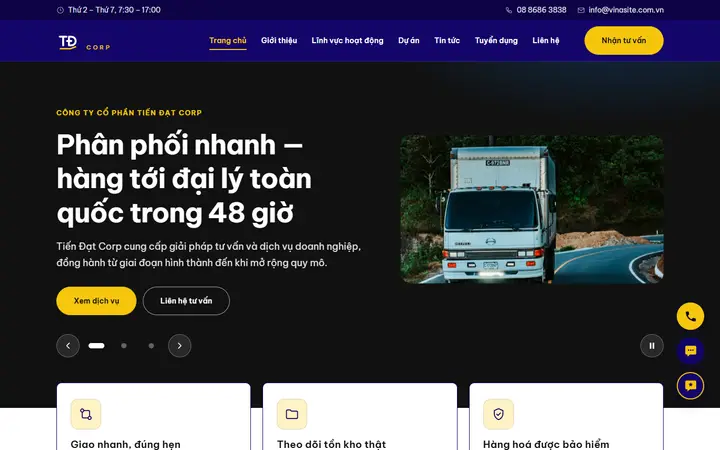 Giao diện mẫu website Tiến Đạt Corp – ngành Doanh nghiệp