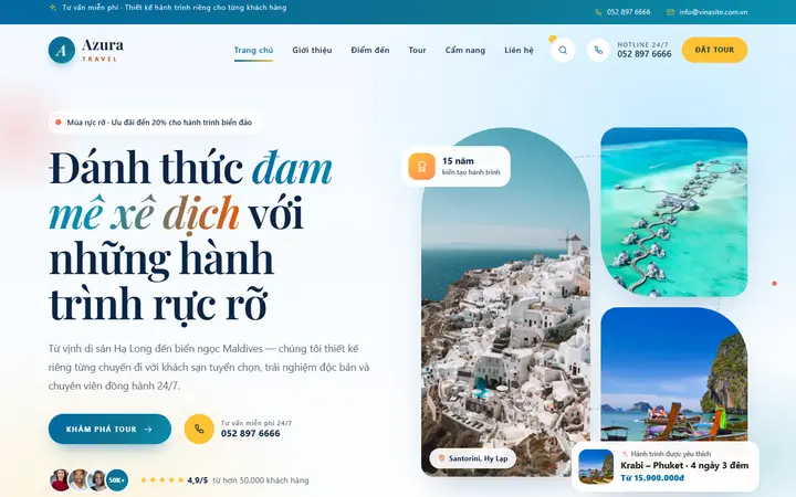 Giao diện mẫu website Du lịch · Mẫu 02 – ngành Du lịch