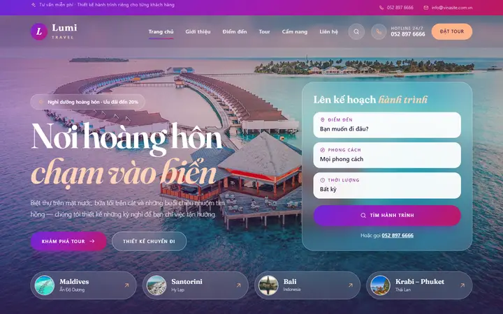 Giao diện mẫu website Du lịch · Mẫu 05 – ngành Du lịch