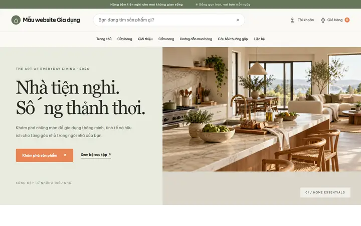 Giao diện mẫu website Gia dụng – ngành Gia dụng