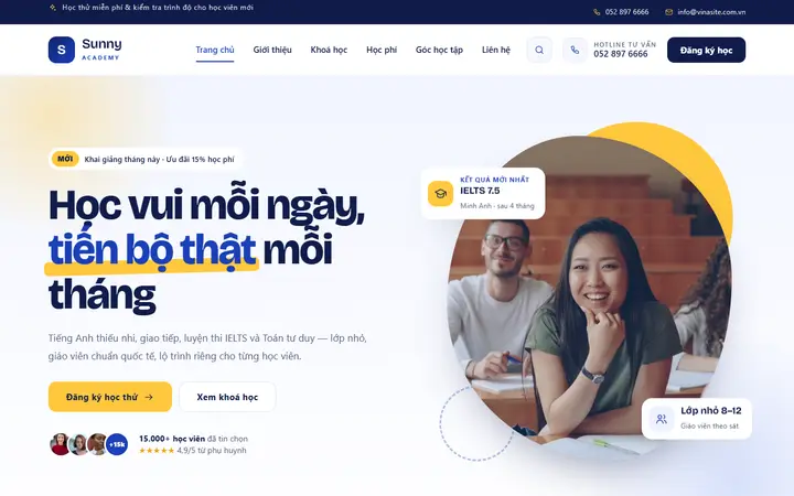 Giao diện mẫu website Giáo dục · Mẫu 01 – ngành Giáo dục