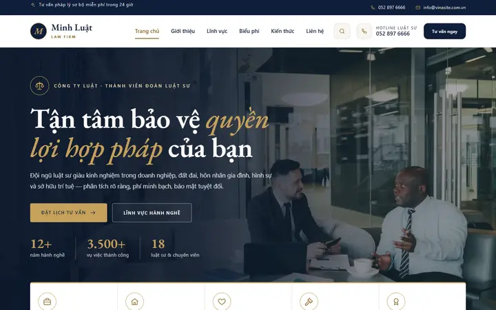 Giao diện mẫu website Luật sư · Mẫu 01 – ngành Luật sư
