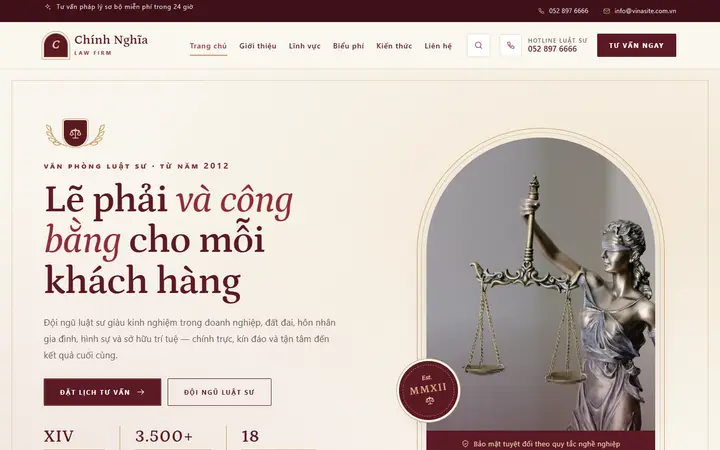 Giao diện mẫu website Luật sư · Mẫu 04 – ngành Luật sư