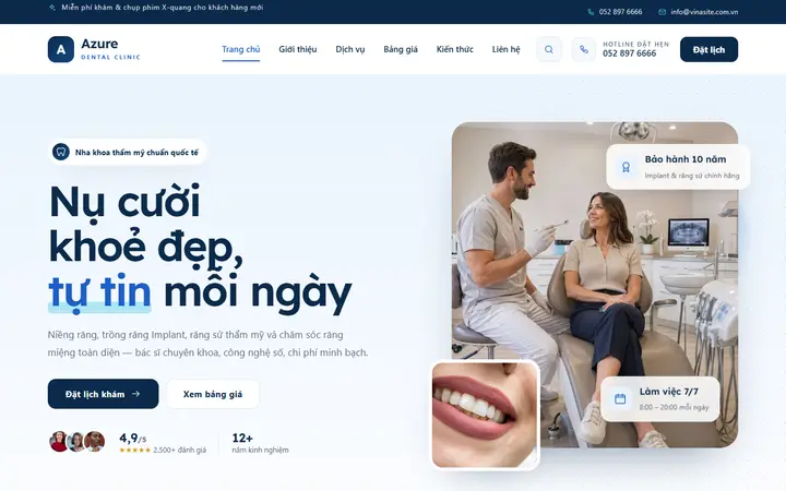 Giao diện mẫu website Nha khoa · Mẫu 01 – ngành Nha khoa
