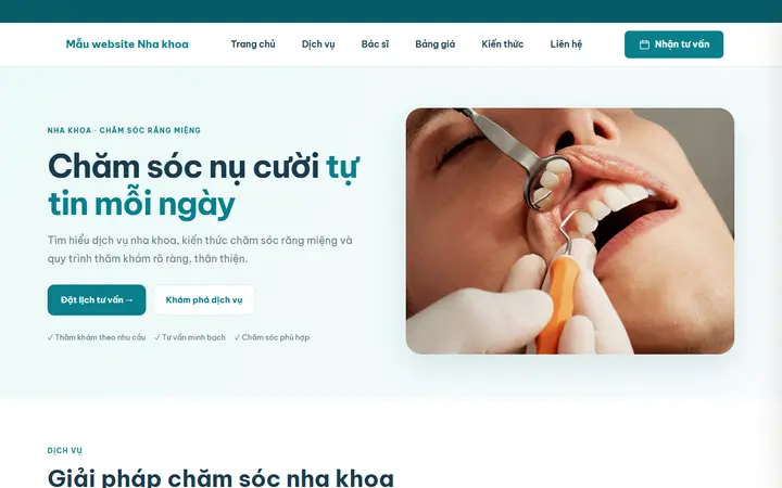Giao diện mẫu website Nha khoa – ngành Nha khoa