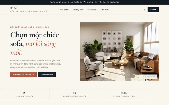 Mẫu website Nội thất – BTM
