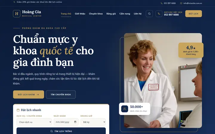 Giao diện mẫu website Phòng khám · Mẫu 02 – ngành Phòng khám