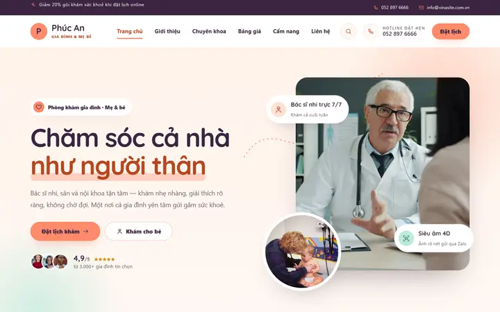 Giao diện mẫu website Phòng khám · Mẫu 03 – ngành Phòng khám