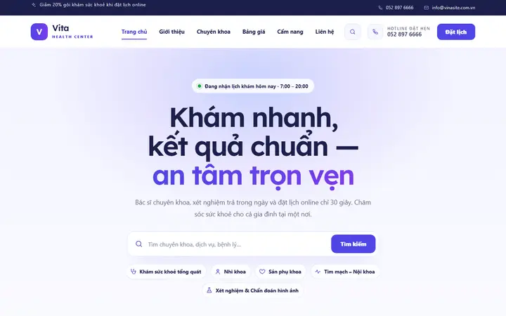Giao diện mẫu website Phòng khám · Mẫu 04 – ngành Phòng khám