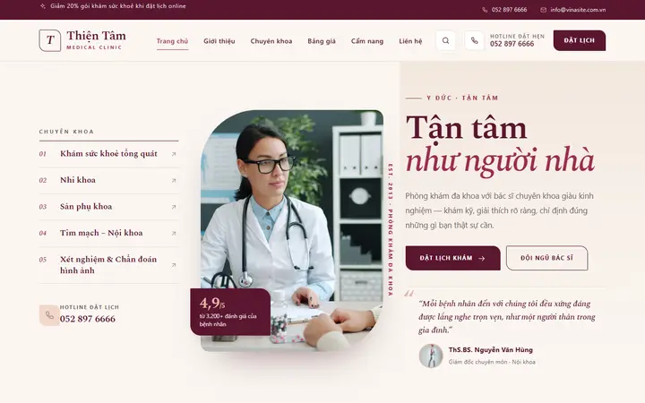 Giao diện mẫu website Phòng khám · Mẫu 05 – ngành Phòng khám