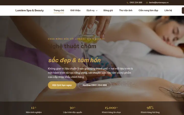 Giao diện mẫu website Spa · Mẫu 01 – ngành Spa thẩm mỹ