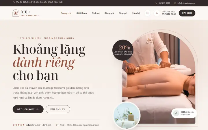 Giao diện mẫu website Spa · Mẫu 02 – ngành Spa thẩm mỹ