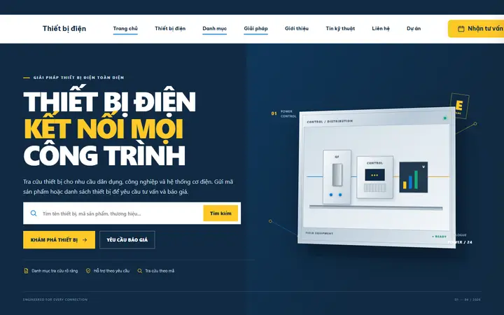 Giao diện mẫu website Thiết bị điện – ngành Thiết bị điện