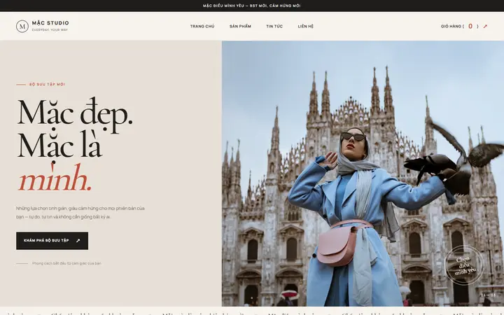 Mẫu website Thời trang – MẶC Studio