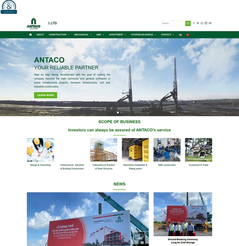 Giao diện Mẫu 181 – Website bán hàng – mẫu website Bất động sản - Xây dựng do VinaSite triển khai